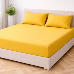 Yellow cotton bedsheet set with soft fabric for bedroom